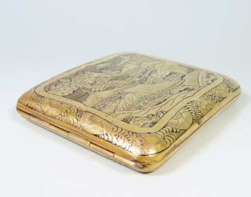 ANTIQUE JAPANESE KOMAI STYLE DAMASCENE CIGARETTE CASE - ADDITIONAL PHOTO 3