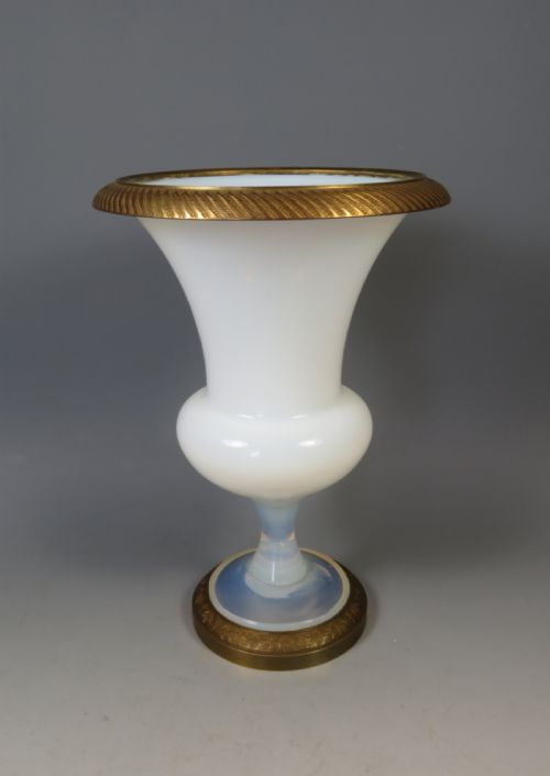 antique opaline glass urn vase with bronze mounts - CATEGORY: ANTIQUE GLASS - DATED 1880