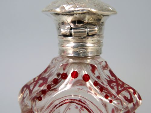 ANTIQUE BOHEMIAN CUT GLASS FLASHED RUBY SCENT BOTTLE - ADDITIONAL PHOTO 7