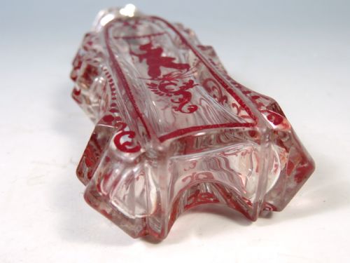 ANTIQUE BOHEMIAN CUT GLASS FLASHED RUBY SCENT BOTTLE - ADDITIONAL PHOTO 8
