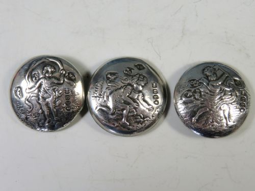 ANTIQUE BOXED SET 12 SILVER BUTTONS - ADDITIONAL PHOTO 3