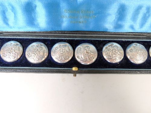 ANTIQUE BOXED SET 12 SILVER BUTTONS - ADDITIONAL PHOTO 4