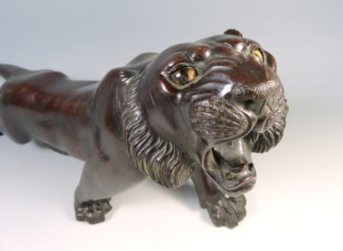ANTIQUE JAPANESE MEIJI PERIOD BRONZE TIGER OKIMONO - ADDITIONAL PHOTO 2