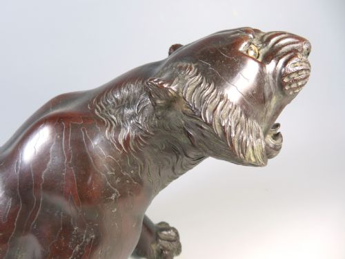 ANTIQUE JAPANESE MEIJI PERIOD BRONZE TIGER OKIMONO - ADDITIONAL PHOTO 5