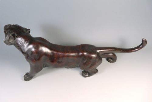 ANTIQUE JAPANESE MEIJI PERIOD BRONZE TIGER OKIMONO - ADDITIONAL PHOTO 8