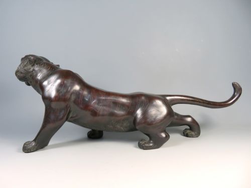 ANTIQUE JAPANESE MEIJI PERIOD BRONZE TIGER OKIMONO - ADDITIONAL PHOTO 9