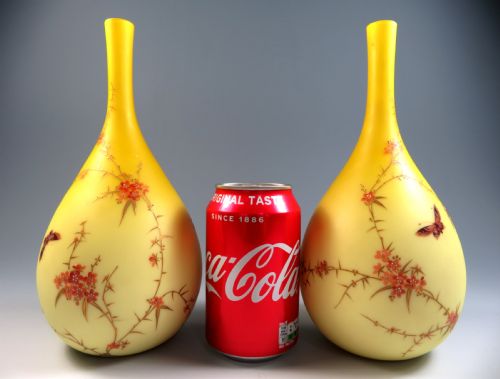 PAIR OF THOMAS WEBB YELLOW CASED GLASS VASES - ADDITIONAL PHOTO 6
