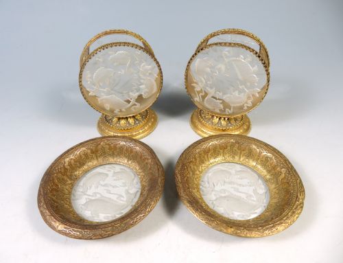 baccarat glass intaglio cut ormolu caviar set - CATEGORY: ANTIQUE GLASS - DATED 1880