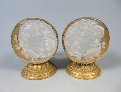 BACCARAT GLASS INTAGLIO CUT ORMOLU CAVIAR SET - ADDITIONAL PHOTO 1
