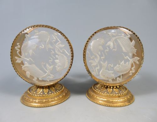 BACCARAT GLASS INTAGLIO CUT ORMOLU CAVIAR SET - ADDITIONAL PHOTO 2