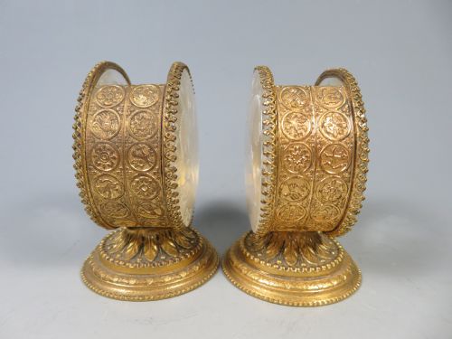BACCARAT GLASS INTAGLIO CUT ORMOLU CAVIAR SET - ADDITIONAL PHOTO 4