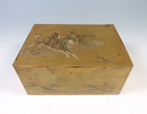victorian brass hunting box - CATEGORY: ANTIQUE BOXES - DATED 1880