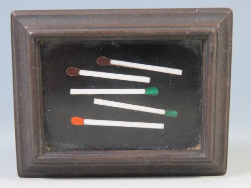 ANTIQUE PIETRA DURA CARVED WOOD MATCH SAFESTRIKER BOX - ADDITIONAL PHOTO 1