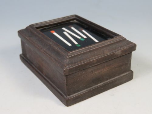ANTIQUE PIETRA DURA CARVED WOOD MATCH SAFESTRIKER BOX - ADDITIONAL PHOTO 2