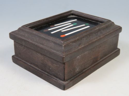ANTIQUE PIETRA DURA CARVED WOOD MATCH SAFESTRIKER BOX - ADDITIONAL PHOTO 4