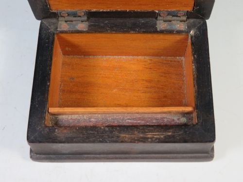 ANTIQUE PIETRA DURA CARVED WOOD MATCH SAFESTRIKER BOX - ADDITIONAL PHOTO 7