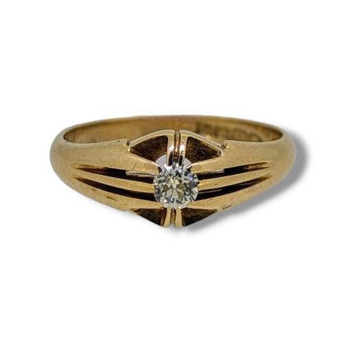 18CT GOLD EDWARDIAN OLD CUT DIAMOND SINGLE STONE RING - ADDITIONAL PHOTO 1