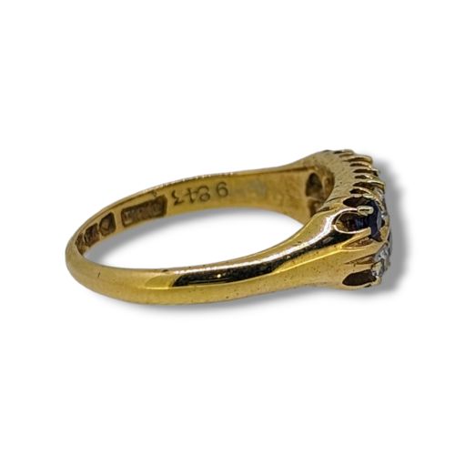 18 CARAT GOLD EDWARDIAN SAPPHIRE OLD CUT DIAMOND RING - ADDITIONAL PHOTO 1