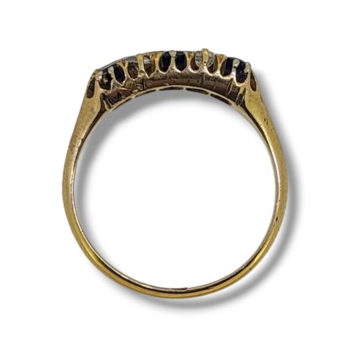 18 CARAT GOLD EDWARDIAN SAPPHIRE OLD CUT DIAMOND RING - ADDITIONAL PHOTO 2