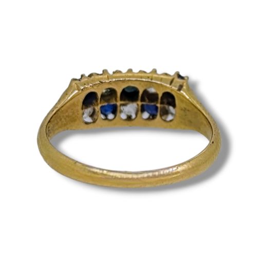 18 CARAT GOLD EDWARDIAN SAPPHIRE OLD CUT DIAMOND RING - ADDITIONAL PHOTO 3