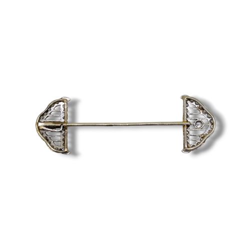 ART DECO 18 CARAT GOLD PLATINUM DIAMOND JABOT PIN - ADDITIONAL PHOTO 3