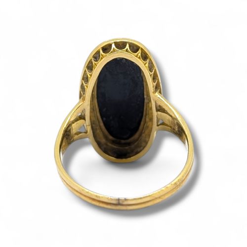 VICTORIAN 18CT GOLD CARVED ONYX PEARL CAMEO RING - ADDITIONAL PHOTO 2