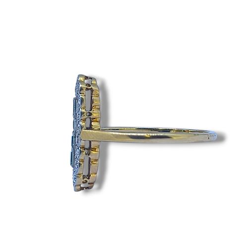 18CT GOLD ART DECO EMERALD DIAMOND PANEL RING - ADDITIONAL PHOTO 1