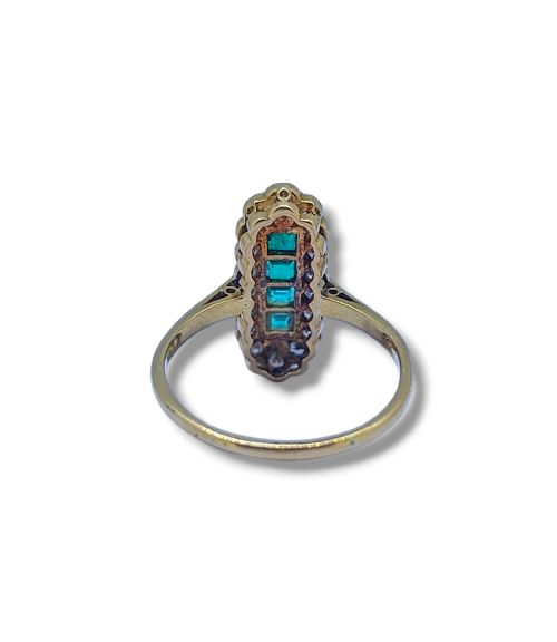 18CT GOLD ART DECO EMERALD DIAMOND PANEL RING - ADDITIONAL PHOTO 3