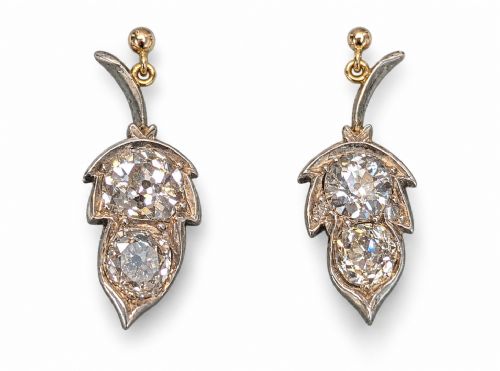 Antique Victorian Old Cut Diamond Drop Earrings