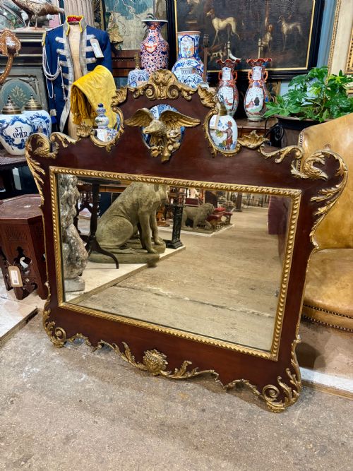GEORGIAN STYLE MAHOGANY WALL MIRROR WITH DECORATION - ADDITIONAL PHOTO 5