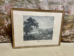 18TH C ENGRAVING OF A RURAL SCENE