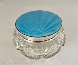 LARGE ENAMEL CUT GLASS BOWL BIRM 1932