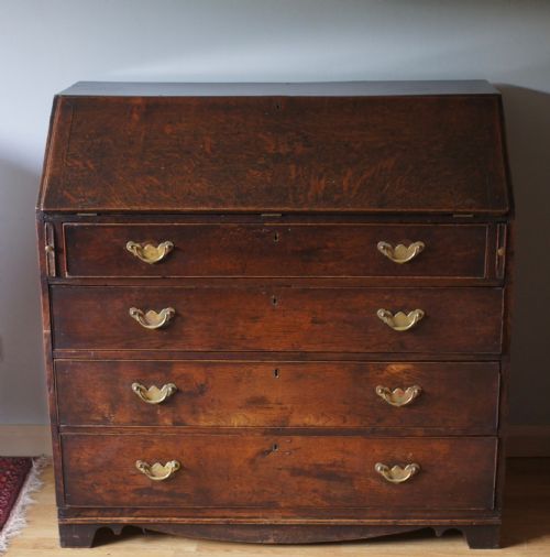 18th century Oak Bureau fitted interior lovely patina 107cm wide