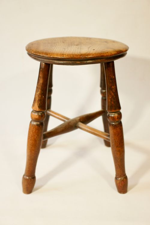 Antique Elm wood jointed stool