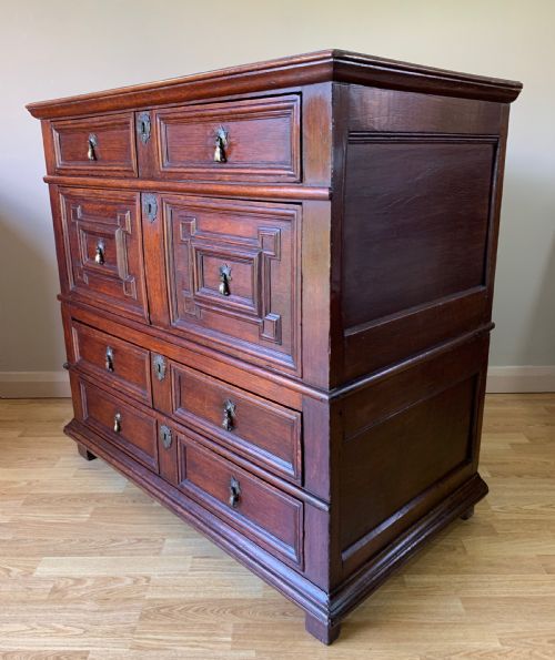 17th century English Oak geometric chest of drawers