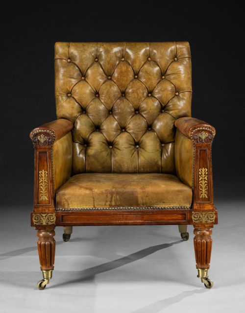 A LARGE GEORGE IV ROSEWOOD LIBRARY CHAIR - ADDITIONAL PHOTO 1