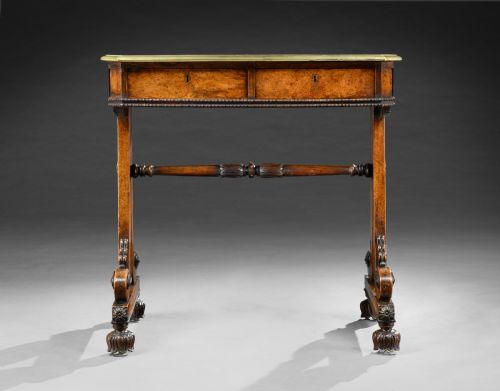 A SMALL REGENCY POLLARD OAK WRITING TABLE - ADDITIONAL PHOTO 1