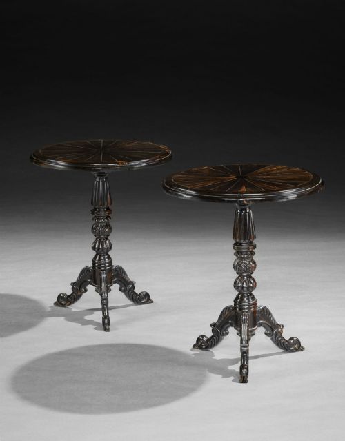 A Pair of 19th Century Ceyolonese Ebony Tripod Tables