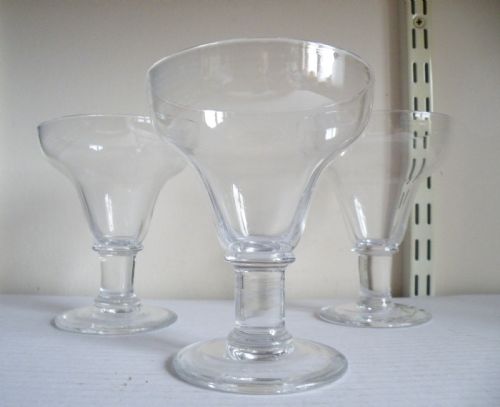 SET OF THREE ANTIQUE PAN TOP GLASS RUMMERS