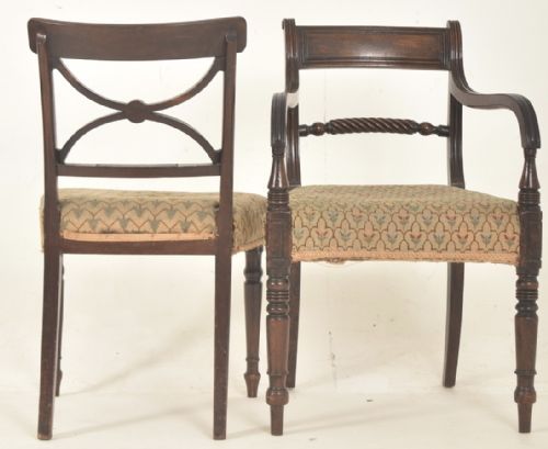 EIGHT REGENCY EARLY 19 TH CENTURY MAHOGANY BAR BACK DINING CHAIRS - ADDITIONAL PHOTO 4