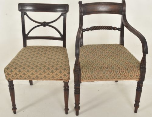 EIGHT REGENCY EARLY 19 TH CENTURY MAHOGANY BAR BACK DINING CHAIRS - ADDITIONAL PHOTO 5