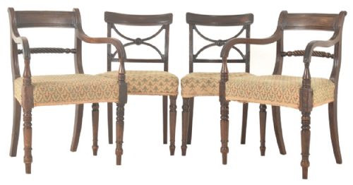 EIGHT REGENCY EARLY 19 TH CENTURY MAHOGANY BAR BACK DINING CHAIRS - ADDITIONAL PHOTO 6