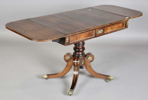HIGH REGENCY ROSEWOOD AND BRASS INLAID SOFA TABLE - ADDITIONAL PHOTO 1