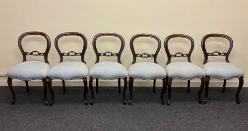 6 Victorian Balloon back dining chairs 