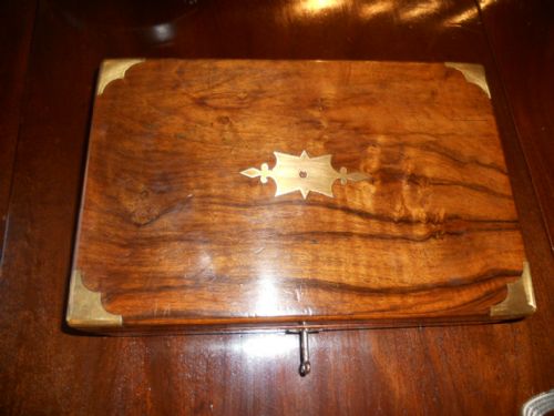 BRASS BOUND WALNUT BOX - ADDITIONAL PHOTO 1