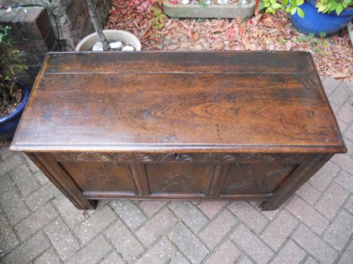 SMALL 18TH C OAK COFFER - ADDITIONAL PHOTO 1