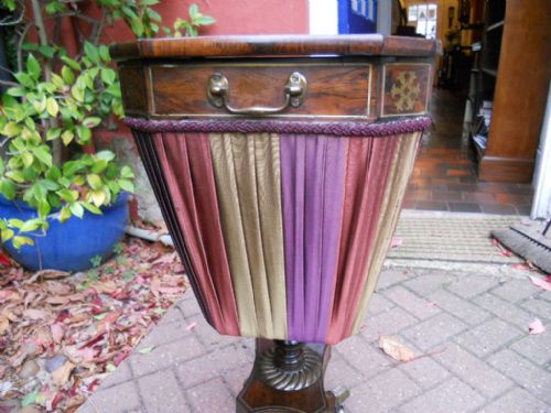 BRASS INLAID REGENCY ROSEWOOD WORK TABLE - ADDITIONAL PHOTO 4