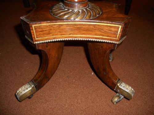 BRASS INLAID REGENCY ROSEWOOD WORK TABLE - ADDITIONAL PHOTO 5