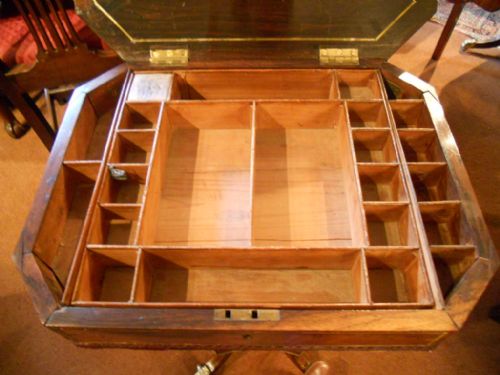 BRASS INLAID REGENCY ROSEWOOD WORK TABLE - ADDITIONAL PHOTO 7