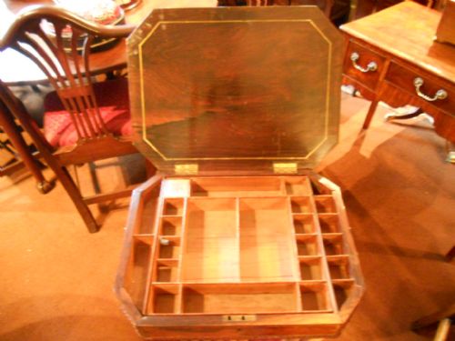 BRASS INLAID REGENCY ROSEWOOD WORK TABLE - ADDITIONAL PHOTO 8